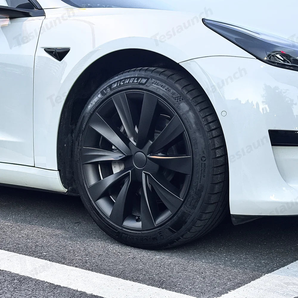 Aero Wheel Covers 18" for Tesla Model 3 (2017-2023) - Sleek Helix 2.0 Design (4-Pack) - Evooor