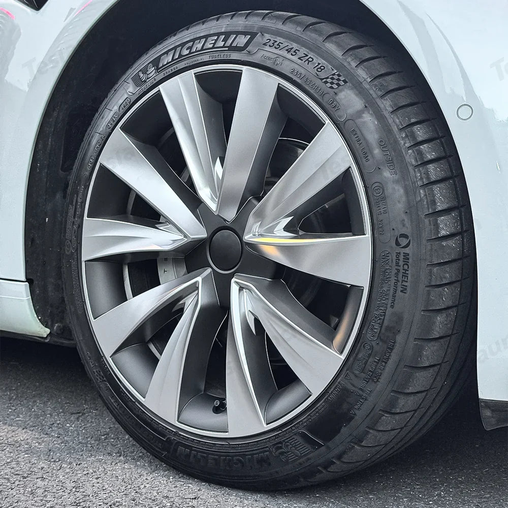 Aero Wheel Covers 18" for Tesla Model 3 (2017-2023) - Sleek Helix 2.0 Design (4-Pack) - Evooor