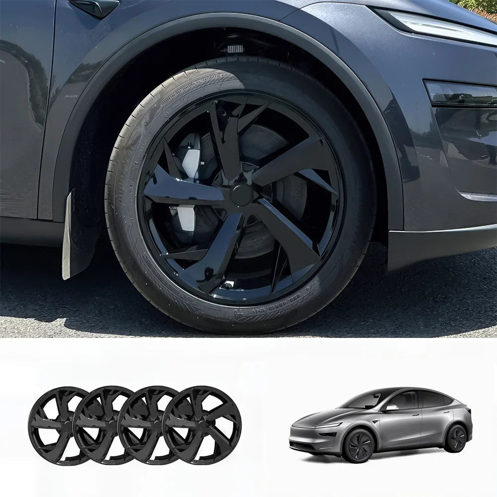Set of 4 Stainless Steel 19'' Tesla Model Y Juniper 2025+ Wheel Covers in Spoke Design - Evooor