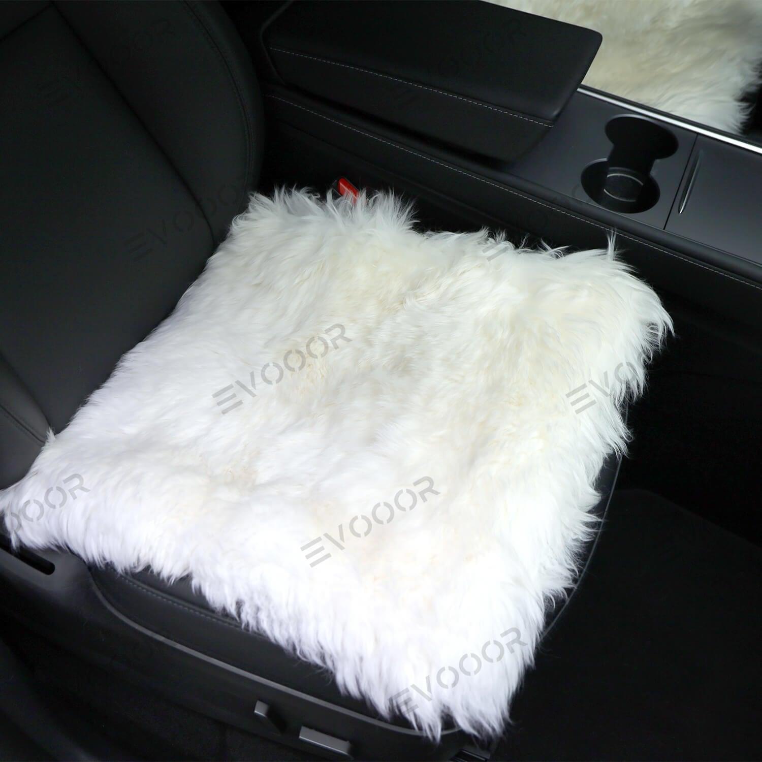 Faux Sheepskin Front Seat Covers Black/White For Tesla Model S/X/3/Y (2012-2023) 2PCS - Evooor