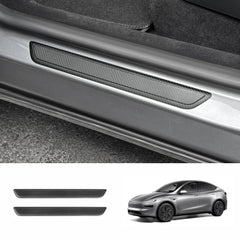 High-Quality Carbon Fiber Door Sill Guards Set for Tesla Model Y Juniper 2025+ (2 Pieces) - Evooor