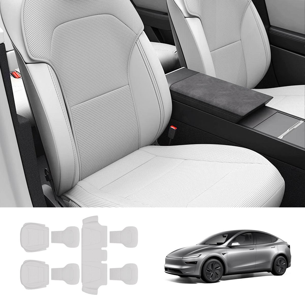 Napa Leather Seat Cushion Set – All-Season Ventilated Comfort for Tesla Model Y Juniper 2025+ (7-Piece Set) - Evooor