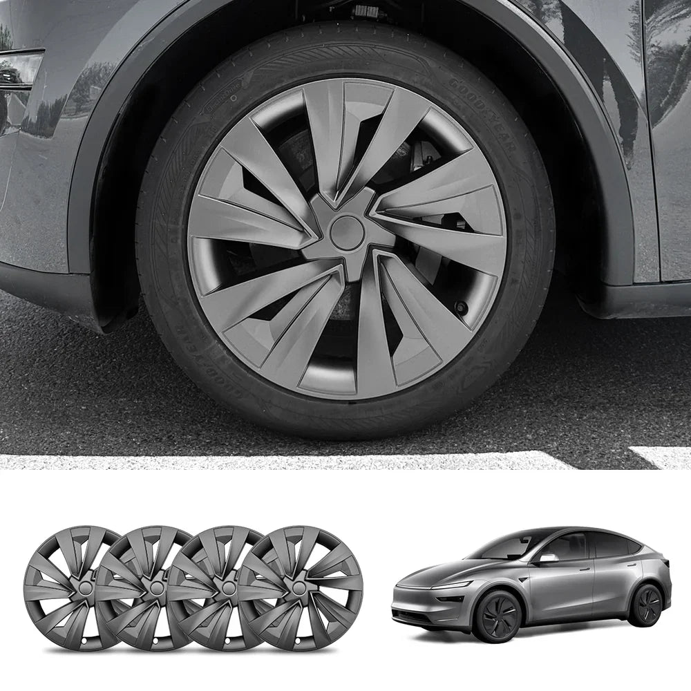 Set of 4 High-Quality 19'' Crossflow Wheel Covers Compatible with Tesla Model Y 2025+ - Sleek Helix 2.0 Design - Evooor