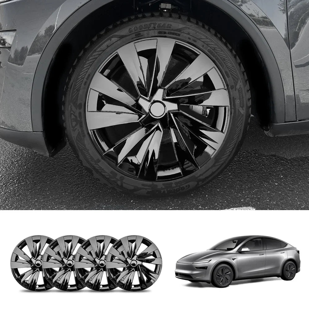 Set of 4 High-Quality 19'' Crossflow Wheel Covers Compatible with Tesla Model Y 2025+ - Sleek Helix 2.0 Design - Evooor