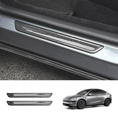 High-Quality Carbon Fiber Door Sill Guards Set for Tesla Model Y Juniper 2025+ (2 Pieces) - Evooor