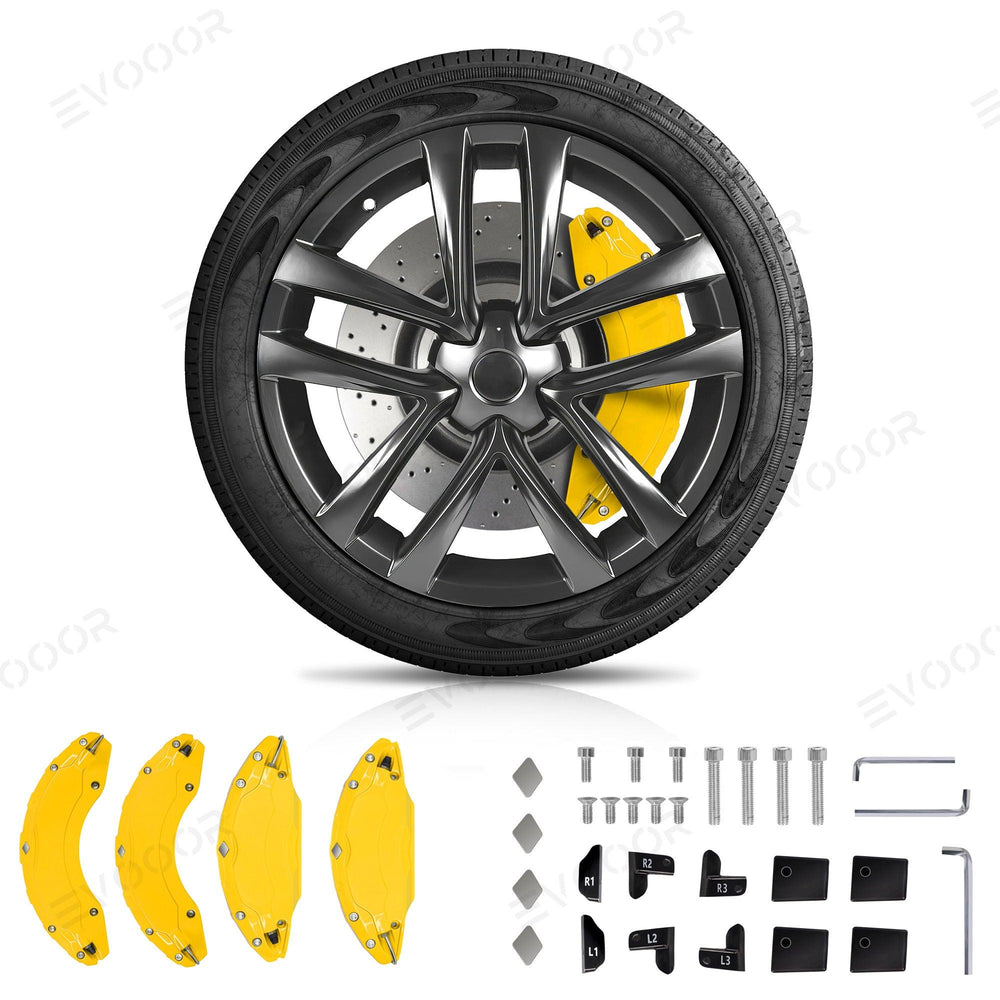 Model S/X Yellow Brake Caliper Covers for Tesla 2021-2023(4Pcs) - Evooor
