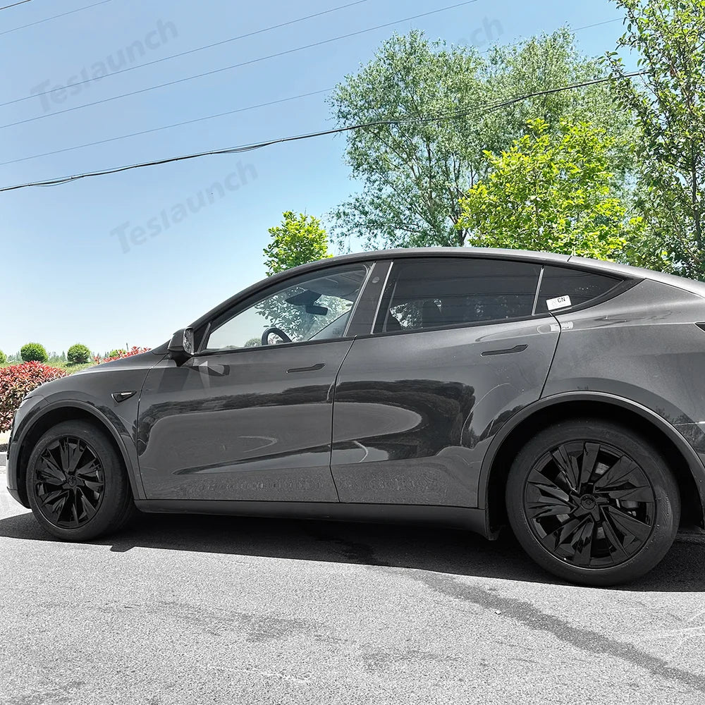 Set of 4 High-Quality 19'' Crossflow Wheel Covers Compatible with Tesla Model Y 2025+ - Sleek Helix 2.0 Design - Evooor