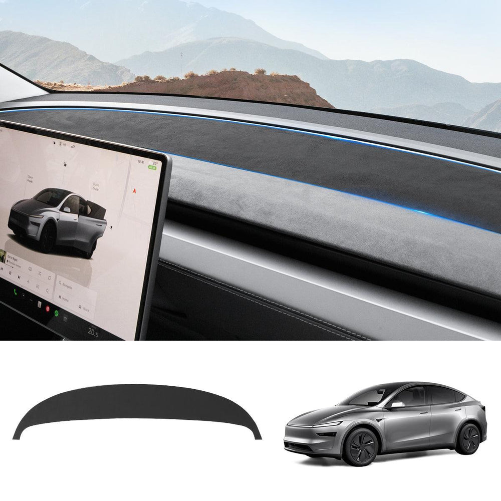 Suede Sunshade Dashboard Mat – UV Protection & Anti-Glare for Tesla Model Y Juniper 2025+ - Evooor