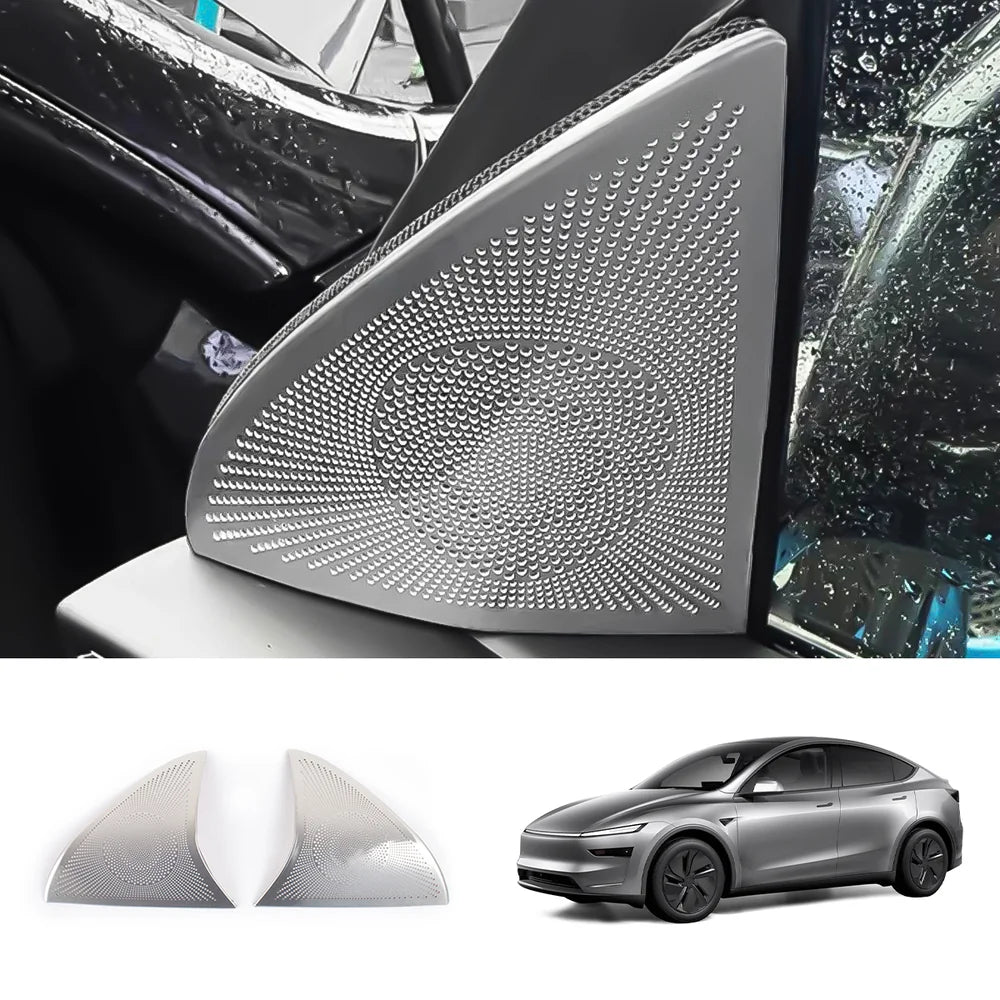 Tesla Model Y Juniper 2025+ Stainless Steel Triangle Front Door Speaker Grilles - Evooor