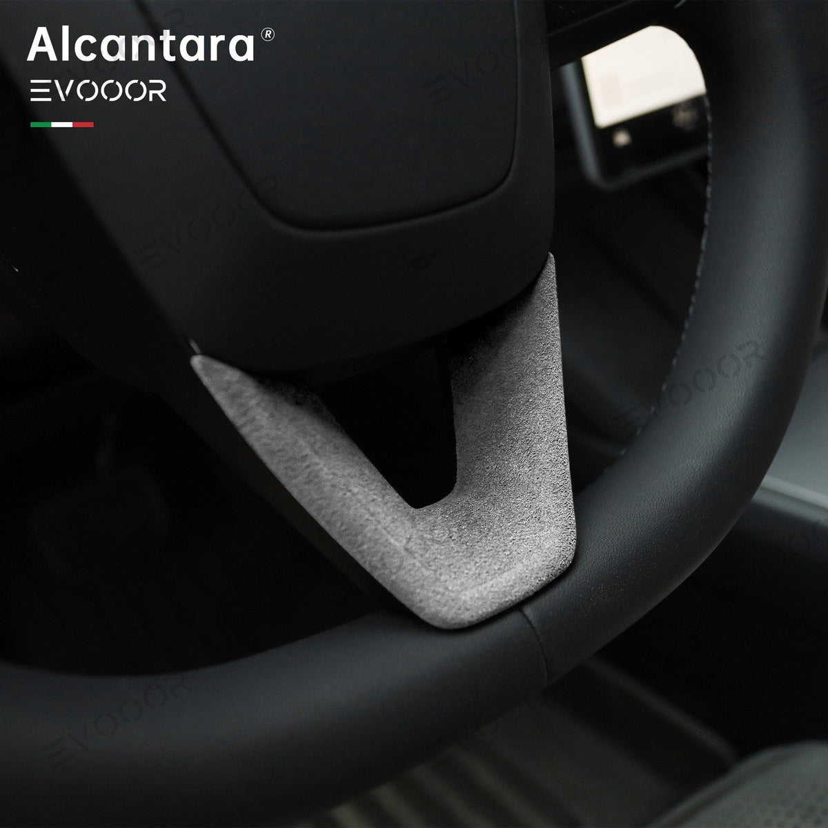 Tesla Alcantara Steering Wheel U-shaped Cover For 2024 Model 3 Highland - Evooor