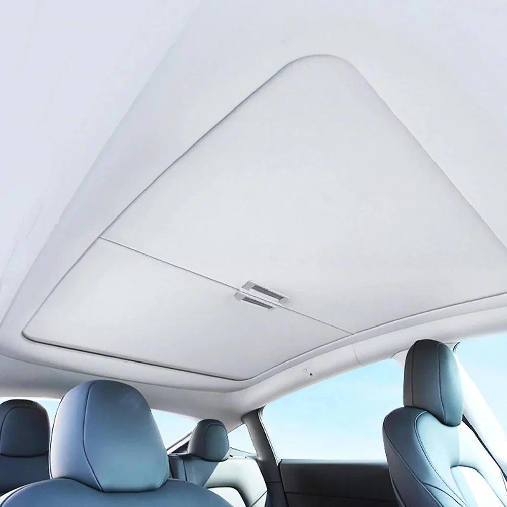 Sunshade Cover for Tesla Model 3/Y - Roll-Up Retractable Canopy with Fabric Design