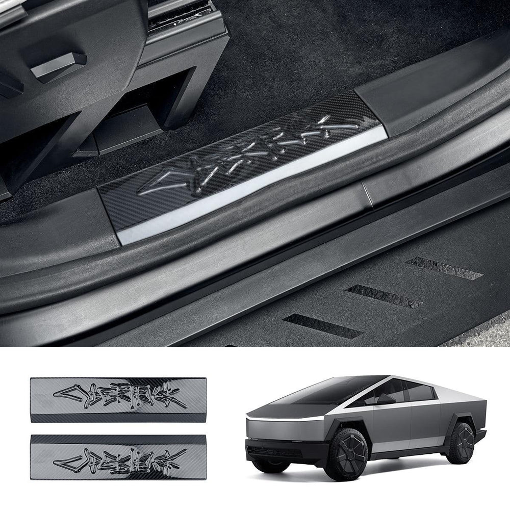 [Real Carbon Fiber] Front Door Sill Protector for Tesla Cybertruck (2 Pcs) - Evooor