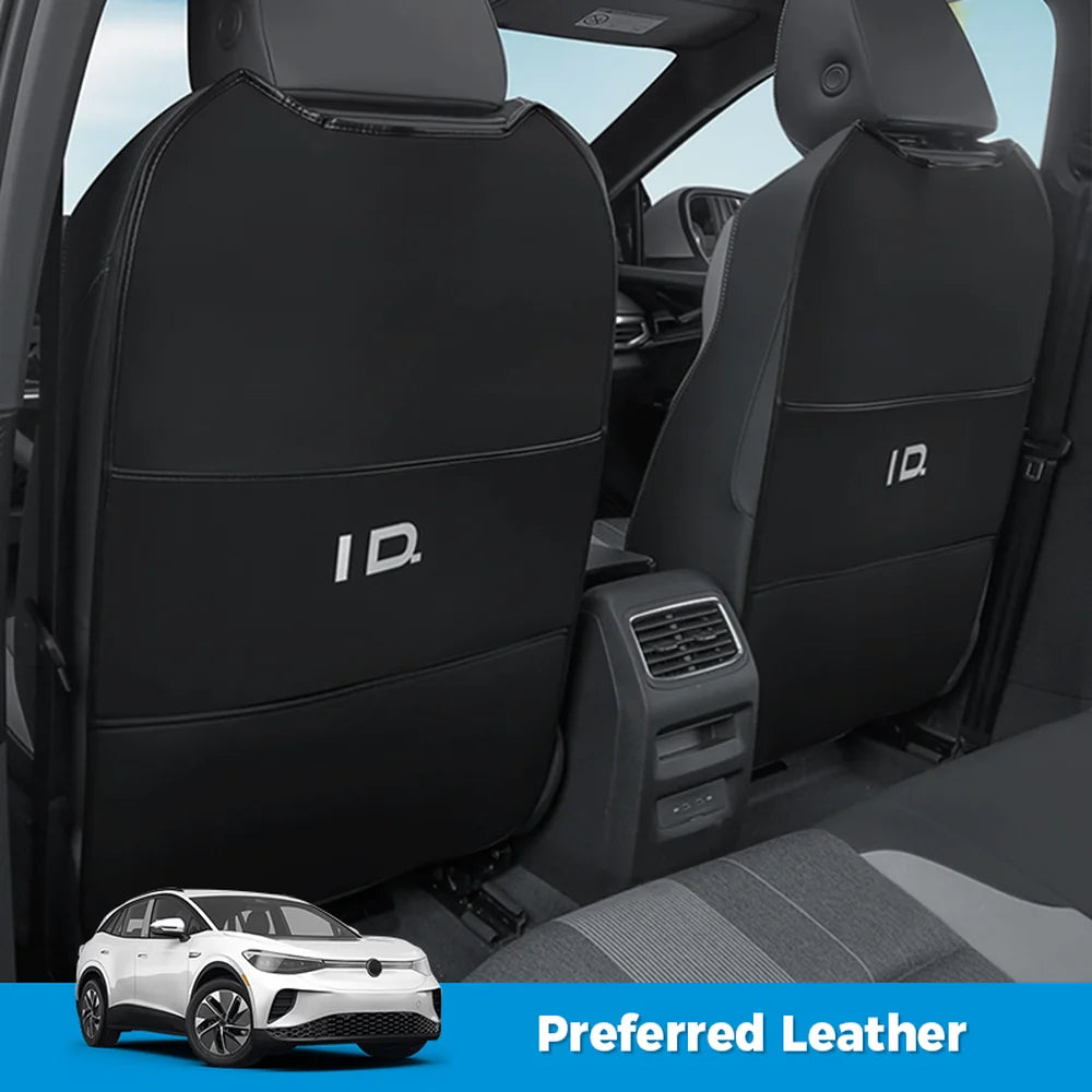 Leather Rear Seat Back Anti-Kick Mat For VW ID.4 2021-2025 - Evooor