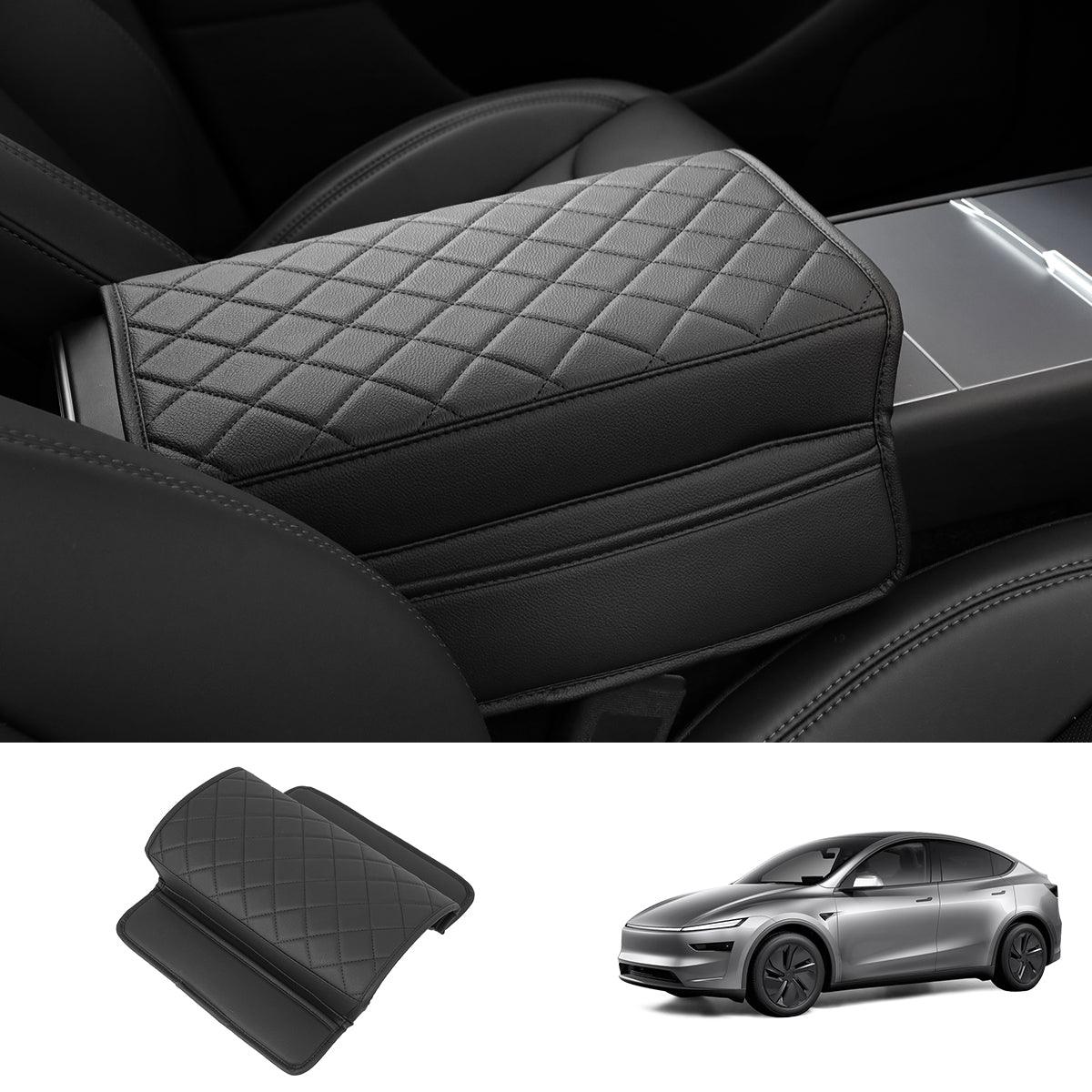 Leather Center Armrest Cover with Side Pockets for Tesla Model Y Juniper 2025+ - Evooor