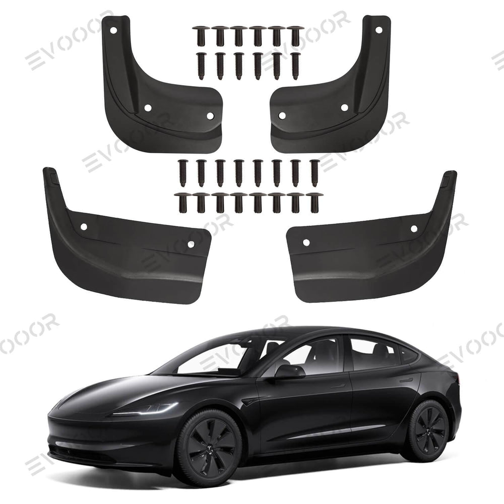 2024 Tesla Model 3 Highland Mud Flaps Splash Guards Front Rear Mudguard Kit, No Drill Fender(4 Pcs) - Evooor