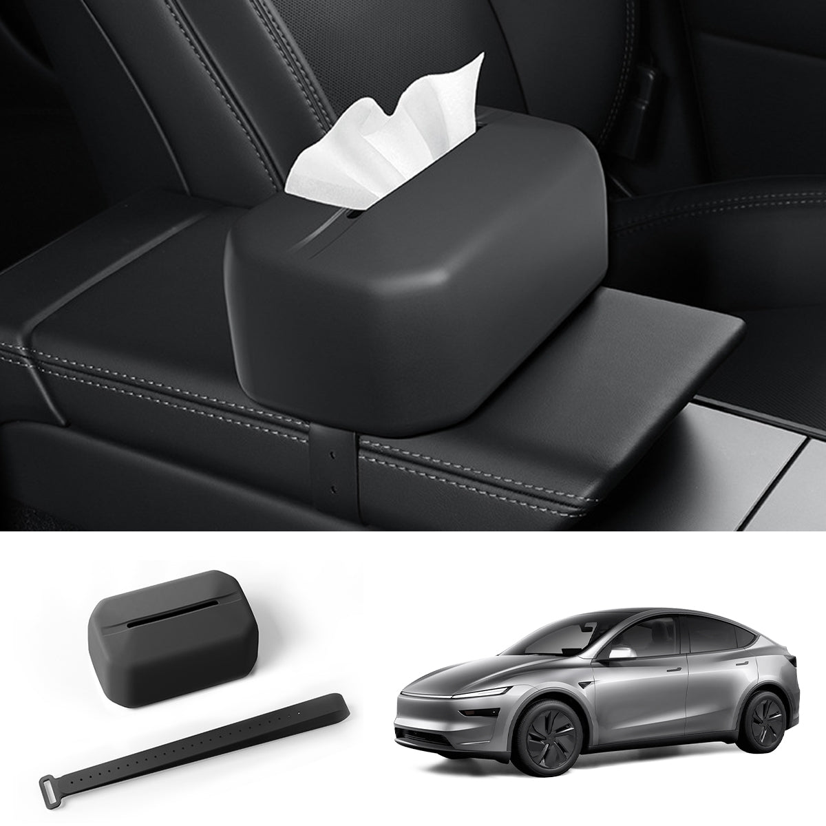 Silicone Tissue Holder Organizer for Tesla Model Y: Keep Your Car Clean and Tidy - Evooor