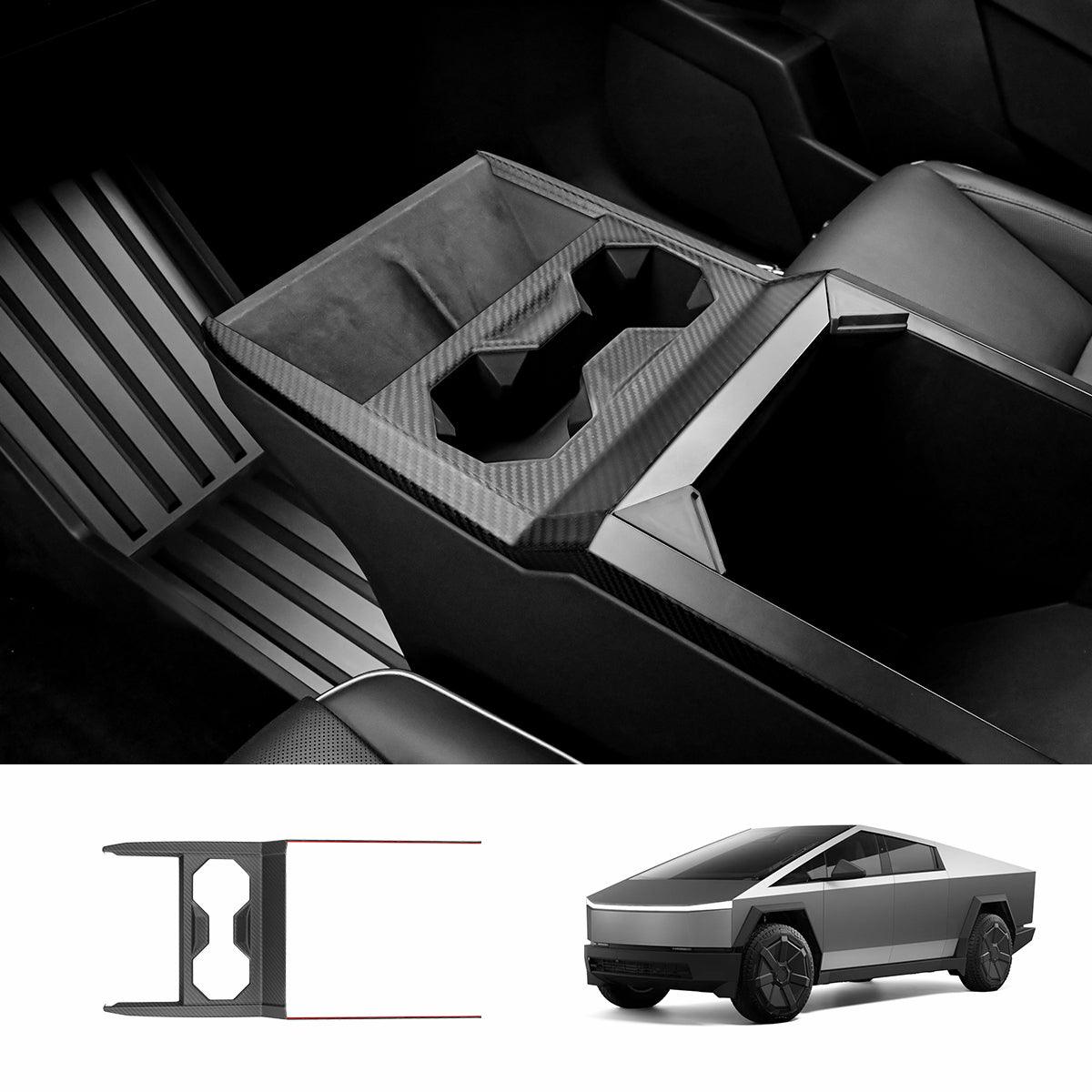 [Real Carbon Fiber] Center Console Cup Holder Panel Trim Cover for Cybertruck - Evooor