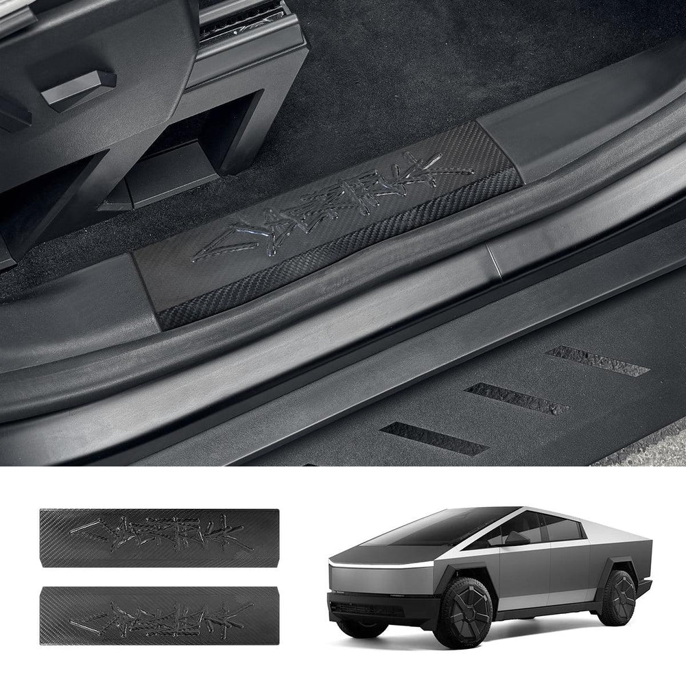[Real Carbon Fiber] Front Door Sill Protector for Tesla Cybertruck (2 Pcs) - Evooor