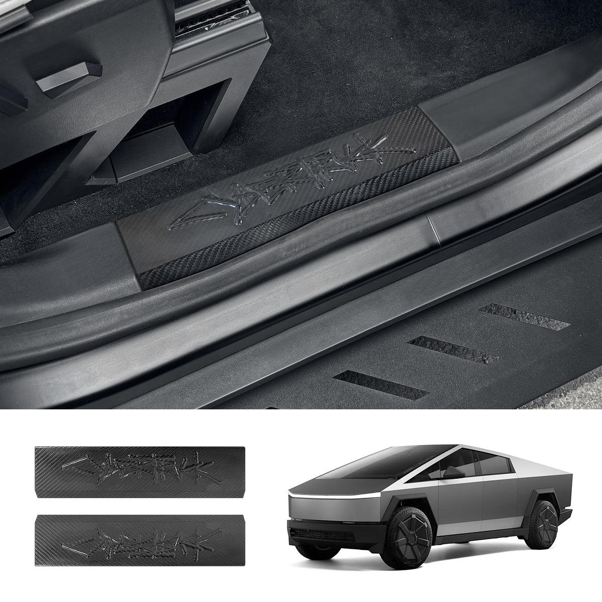 [Real Carbon Fiber] Front Door Sill Protector for Tesla Cybertruck (2 Pcs) - Evooor