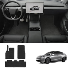 High-Quality Juniper Green 3-Piece Carpet Floor Mats Set for Tesla Model Y - Long-Lasting Protection and Style for 2025+ Models - Evooor