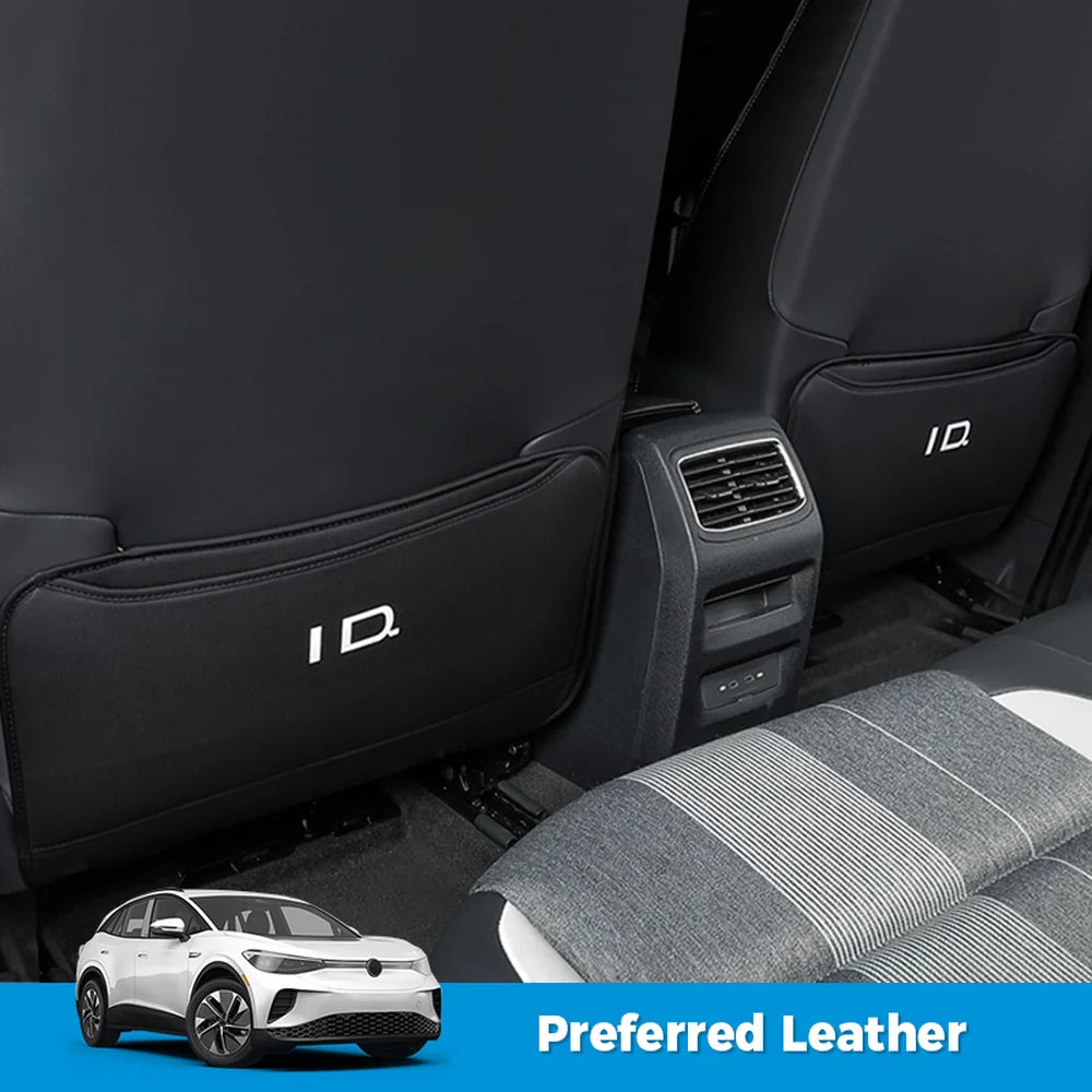 Leather Rear Seat Back Anti-Kick Mat For VW ID.4 2021-2025 - Evooor