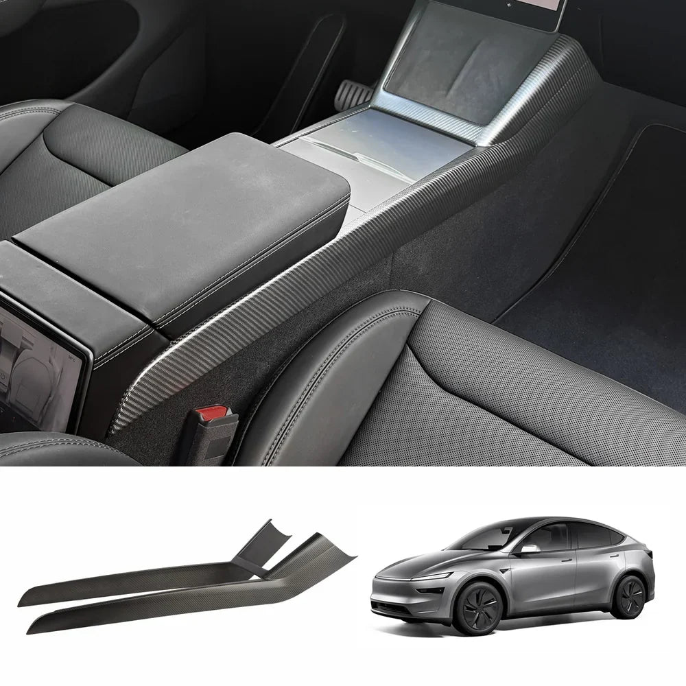 High-Quality Carbon Fiber Center Console Trim Panel for Tesla Model Y - Custom Fit with Modern Style for Juniper 2025+ Models - Evooor