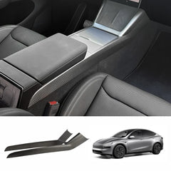 High-Quality Carbon Fiber Center Console Trim Panel for Tesla Model Y - Custom Fit with Modern Style for Juniper 2025+ Models - Evooor