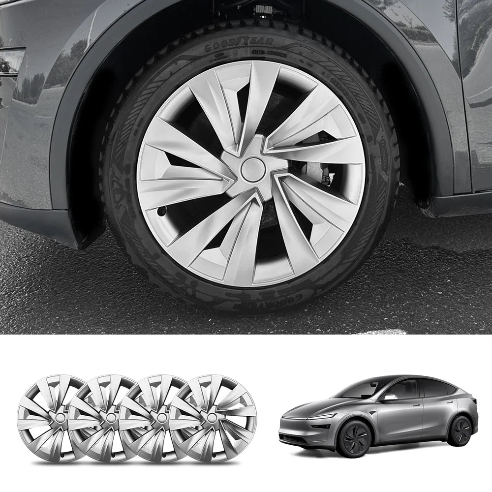 Set of 4 High-Quality 19'' Crossflow Wheel Covers Compatible with Tesla Model Y 2025+ - Sleek Helix 2.0 Design - Evooor