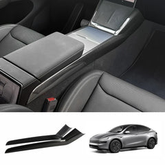 High-Quality Carbon Fiber Center Console Trim Panel for Tesla Model Y - Custom Fit with Modern Style for Juniper 2025+ Models - Evooor