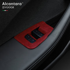 TeslaCouvercle de bouton de commutateur de fenêtre Alcantara 6 PCS pour 2024Model3 Highland