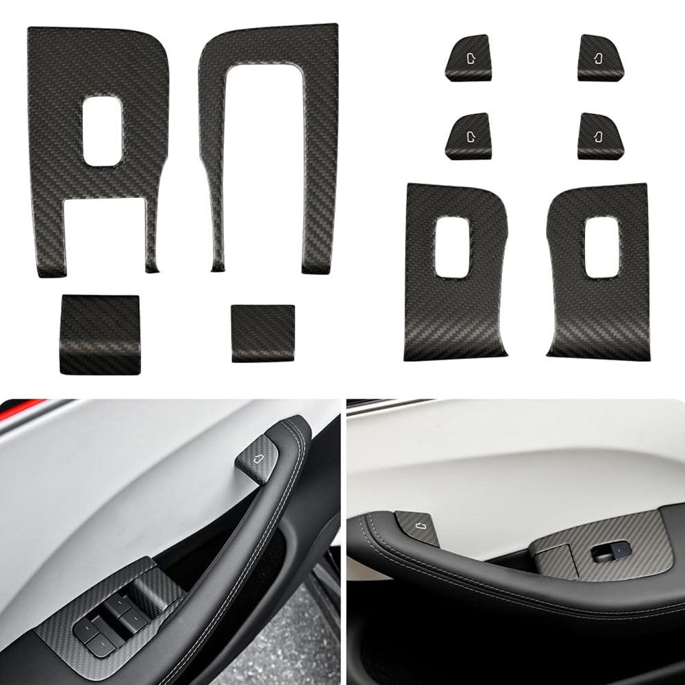 Highland 2024+ Tesla Model 3 Carbon Fiber Window Switch Cover Trim Set (10 Pieces) - Evooor