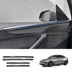 Glossy Carbon Fiber Door Panel Protectors for Tesla Model Y Juniper 2025+ (Set of 4) - Evooor