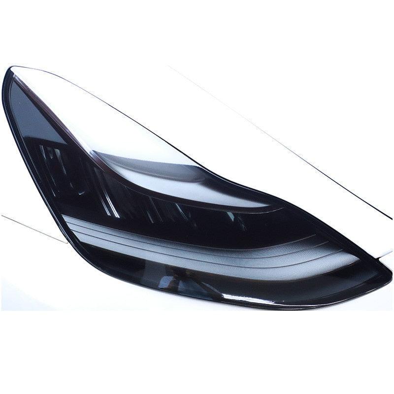 Model 3/Y Headlamps Protector Film-TPU Smoked Black Headlights Accessories 1 Pair For Tesla (2017-2023) - Evooor