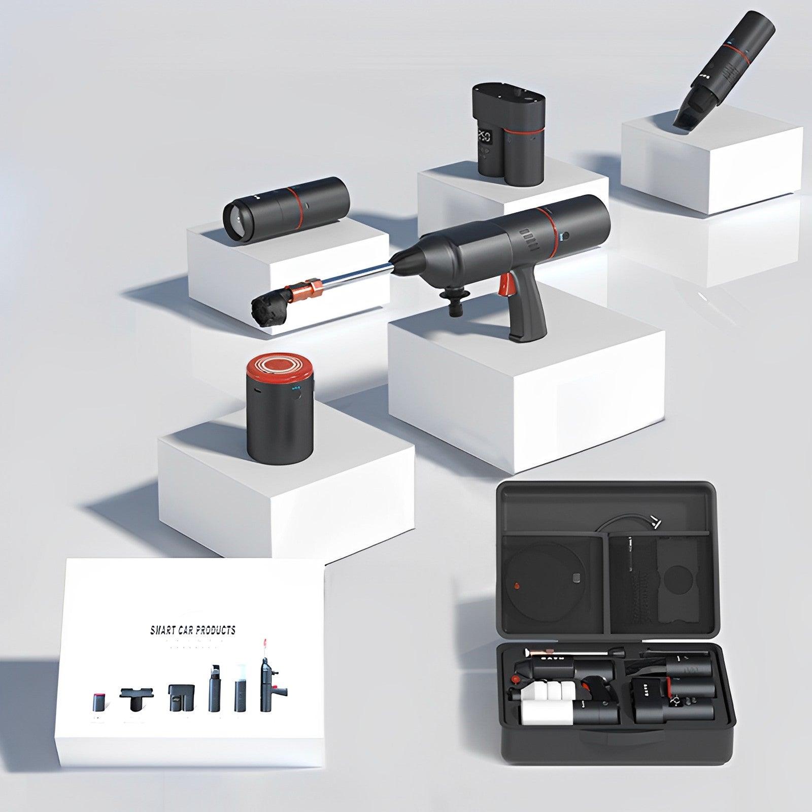 Tesla All in One Multifunctional Car Kit - Car Wash Gun, Air Pump, Vacuum Cleaner, Repair Light, Mobile Phone Charger - Evooor