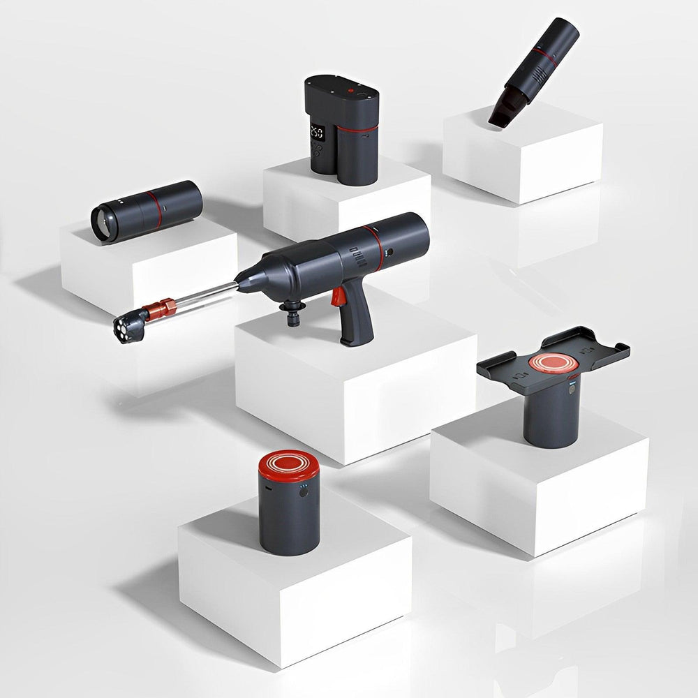 Tesla All in One Multifunctional Car Kit - Car Wash Gun, Air Pump, Vacuum Cleaner, Repair Light, Mobile Phone Charger - Evooor