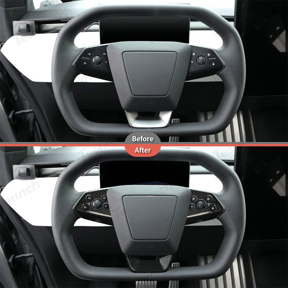 [Real Carbon Fiber] Steering Wheel Panel Covers for Tesla Cybertruck (Set of 3) - Evooor