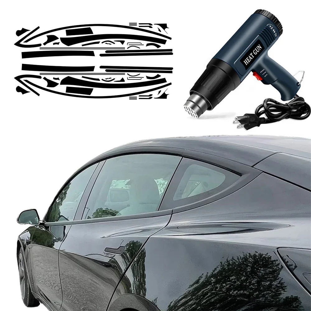 Matte Black Chrome Delete Vinyl Wrap Kit for Tesla Model 3 (2017-2023) - Vehicle Styling Upgrade