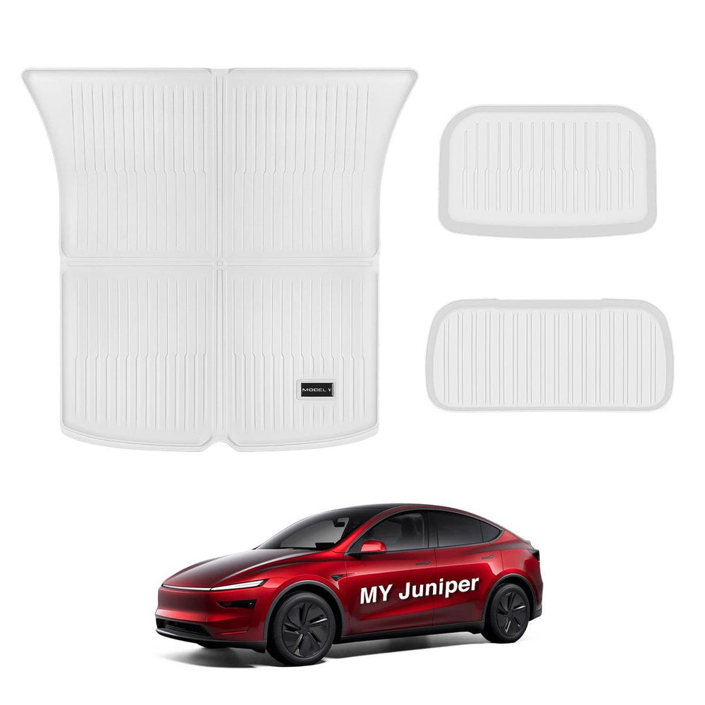Custom Fit Juniper White TPE Interior Floor Mats & Cargo Liners Bundle for Tesla Model Y - Waterproof All-Weather Protection (2025 and Later Models) - Evooor