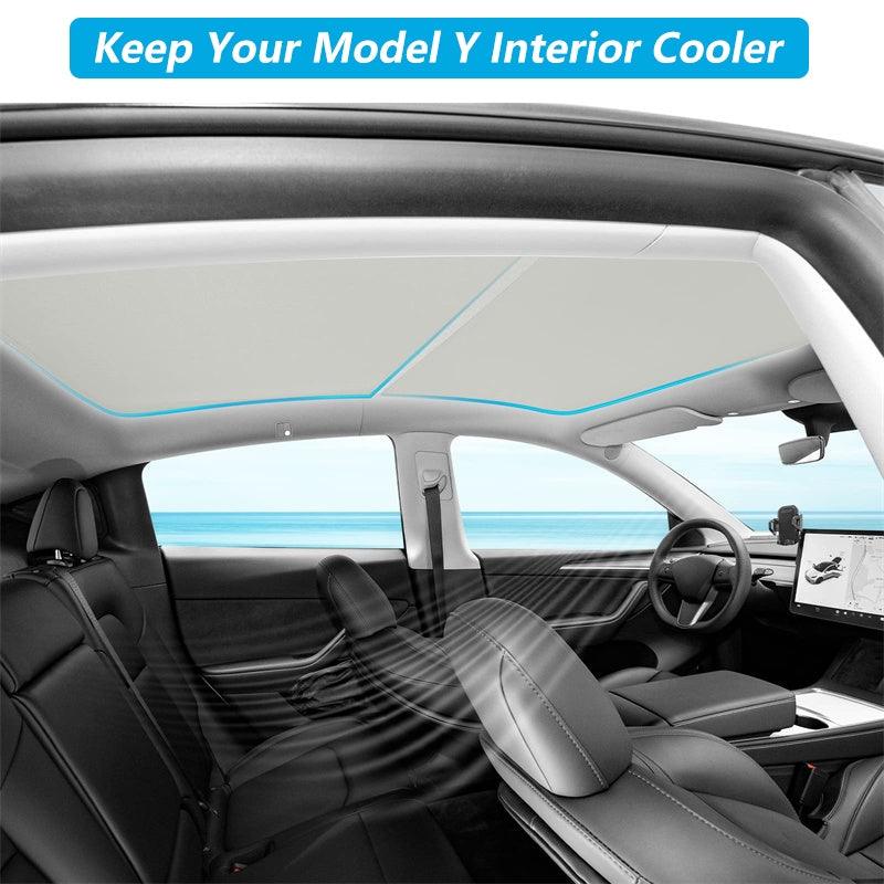 Tesla Model 3/Y Roof Sunshade Front & Rear Top Windows Reflective Silver Coated Sun Shade - Evooor