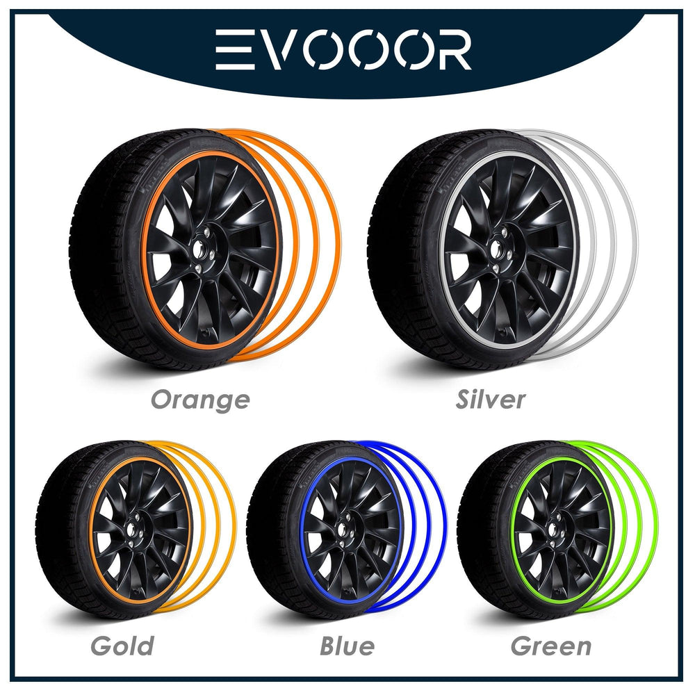 Model Y/3/S/X Wheel Rim Protectors Guard Alloy Wheel from Curb Rash (Set of 4 Rim Protectors) for Tesla(2012-2023) - Evooor