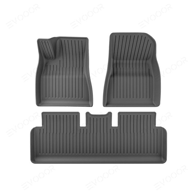Model 3 Floor Mats All Weather Double Layer Flocking TPE For Tesla(2017-2023) - Evooor