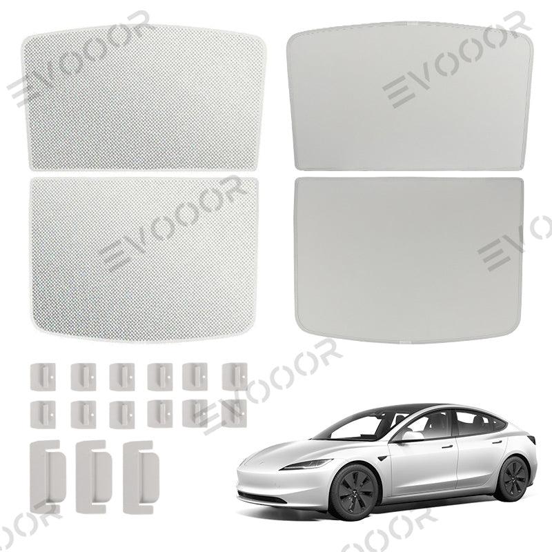 2024 Tesla Model 3 Highland Upgrade Built-in Reflective Sunroof Sunshade - Lightweight Reflective Silver Coated Sun Visor - Evooor
