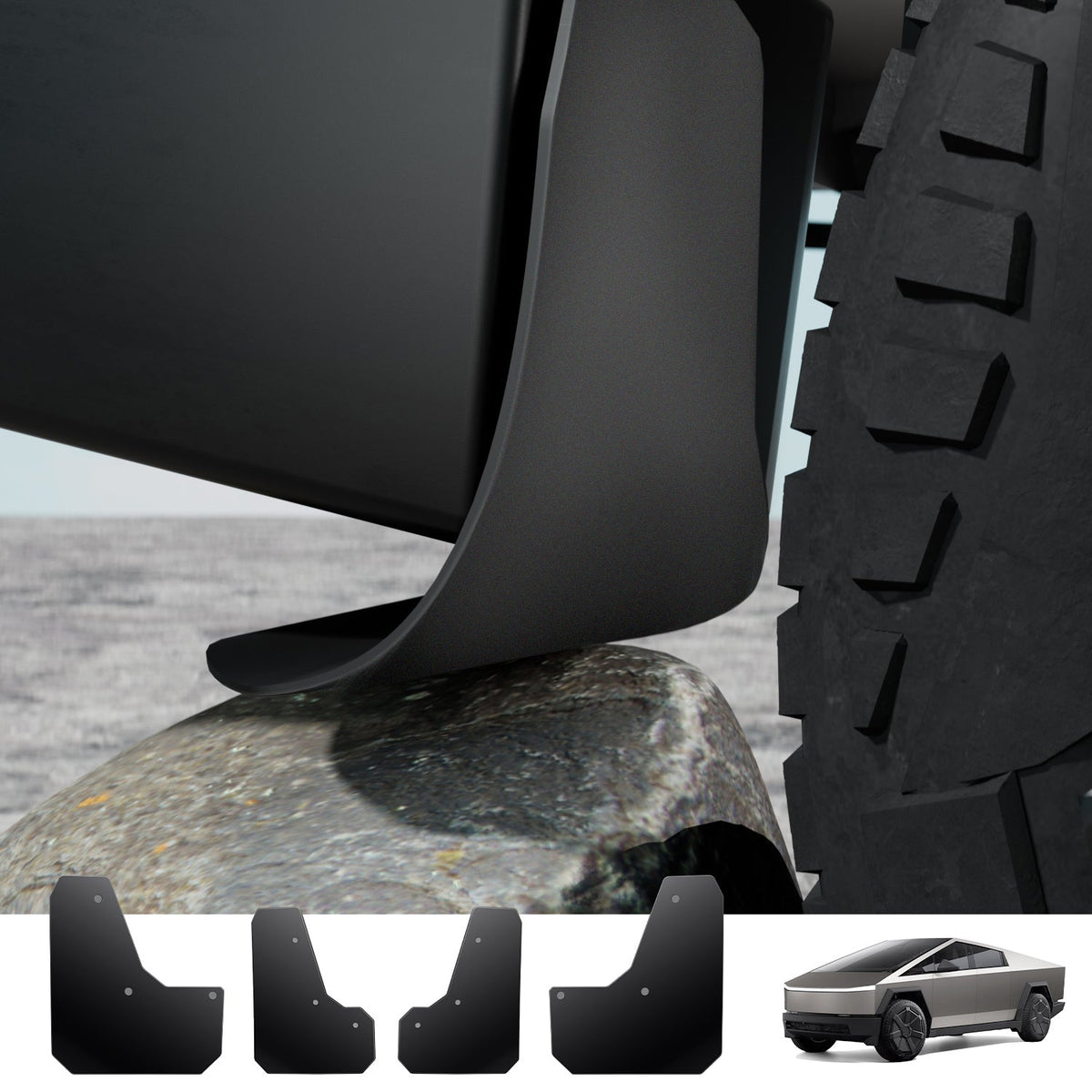 Flexible Mud Flaps Splash Guards Kit for Cybertruck- No Drill Fender