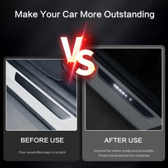 LED Illuminated Car Door Sill Guard Plate Kit for Tesla Models with Customized Lighting