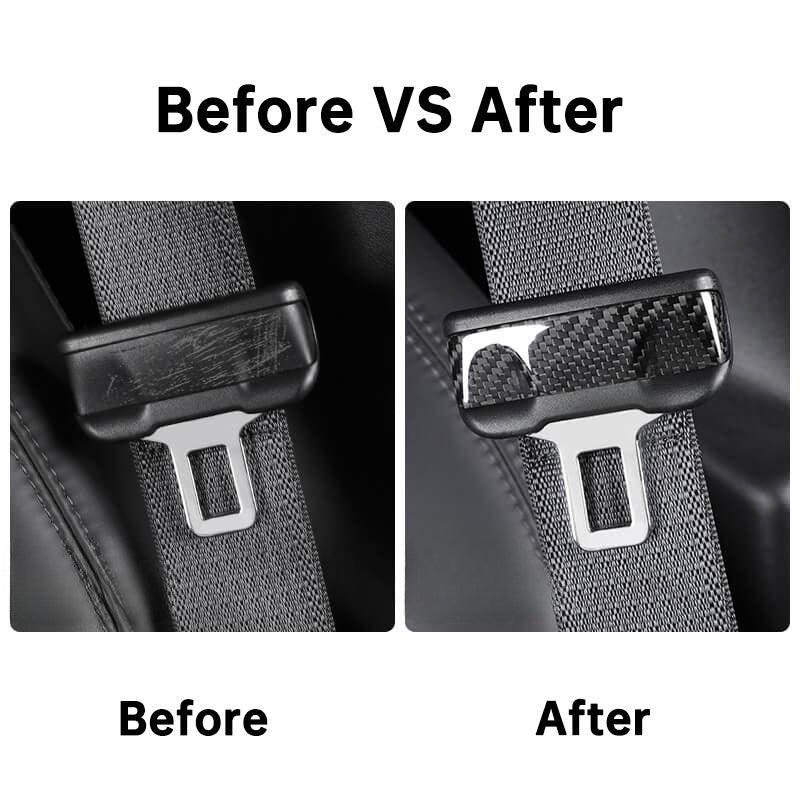 Tesla Model 3/Y [Real Carbon Fiber] Seat Belt Fascia Cover Accessories (2017-2024) - Evooor