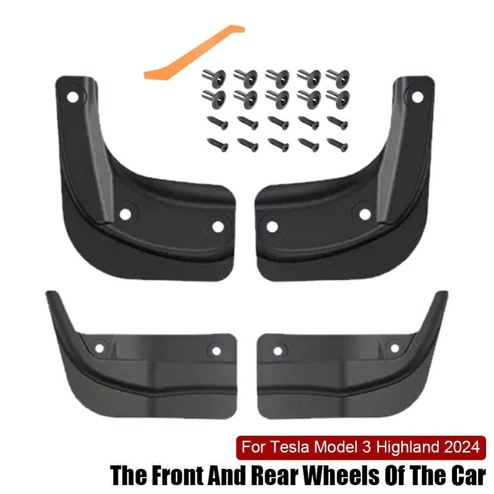 2024 Tesla Model 3 Highland Mud Flaps Splash Guards Front Rear Mudguard Kit, No Drill Fender(4 Pcs) - Evooor