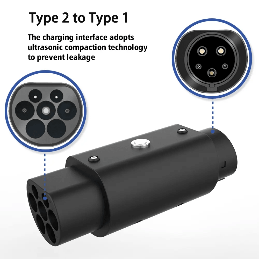 Electric Vehicle Charging Adapter for Type 2 to Type 1 Connection - Evooor