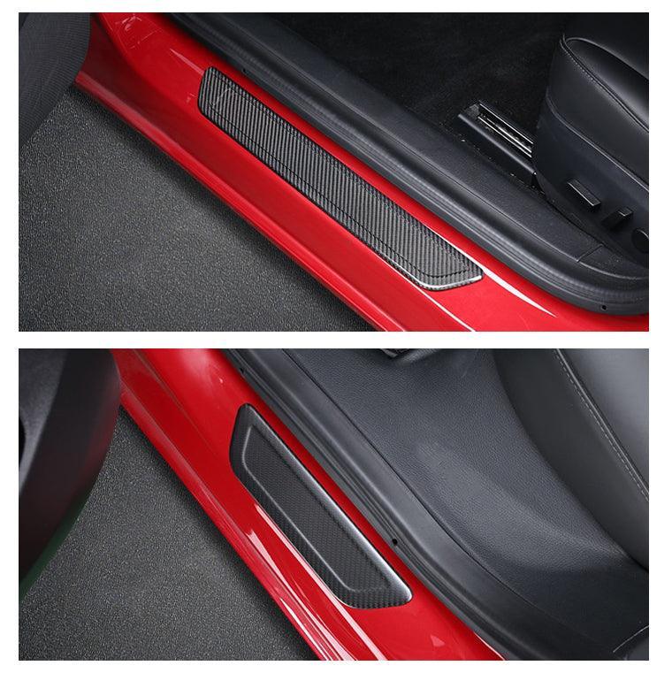 Premium Carbon Fiber Door Sill Guards for Tesla Model 3/Y - Set of 4 Pieces - Protect and Style Your Vehicle - Evooor