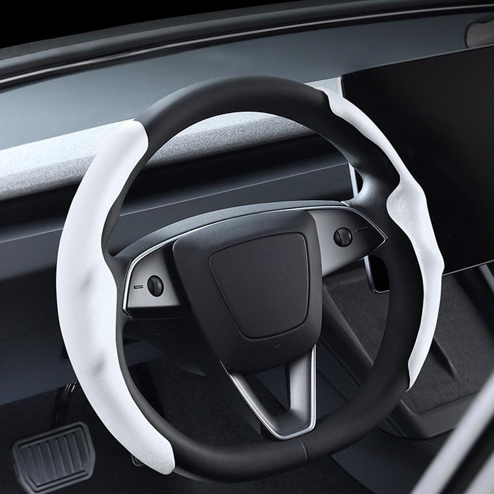 Anti-Slip Suede Steering Wheel Cover for Tesla Model Y Juniper 2025+ - Evooor