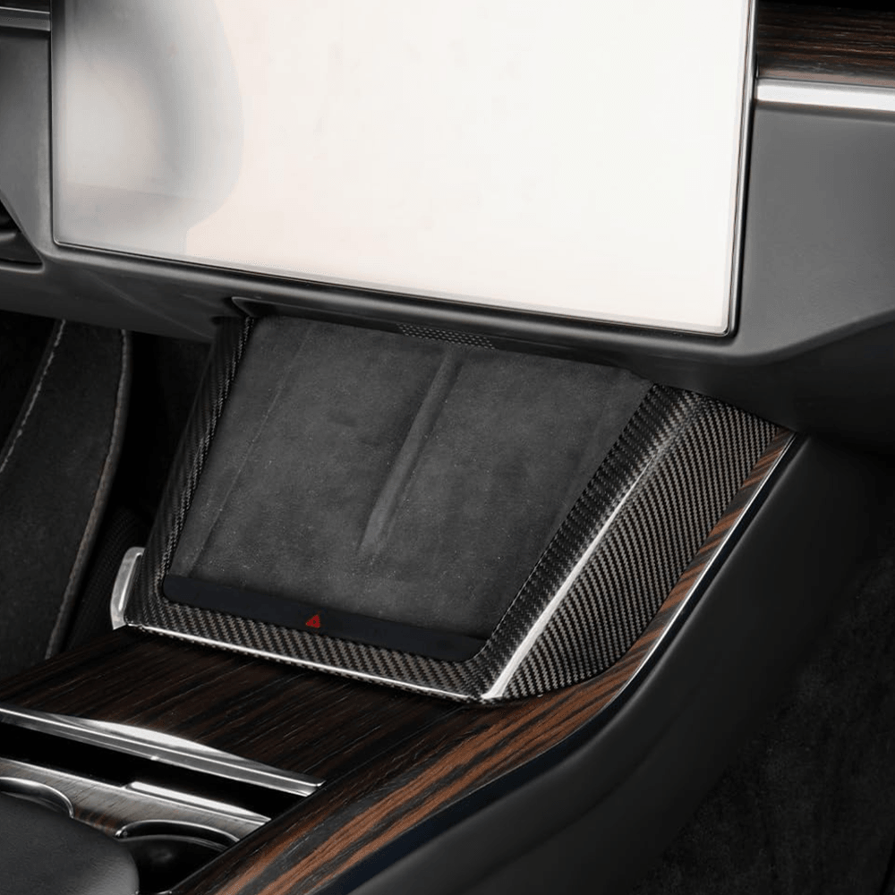 Luxury Carbon Fiber Wireless Charging Pad Cover for Tesla Model S/X 2022+ - Sleek Style Upgrade - Evooor